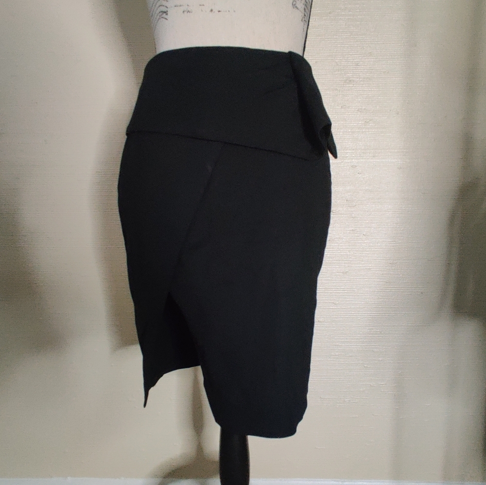 🆕 Aryn K Black Asymmetric Peplum midi envelope Skirt office business casual (S)